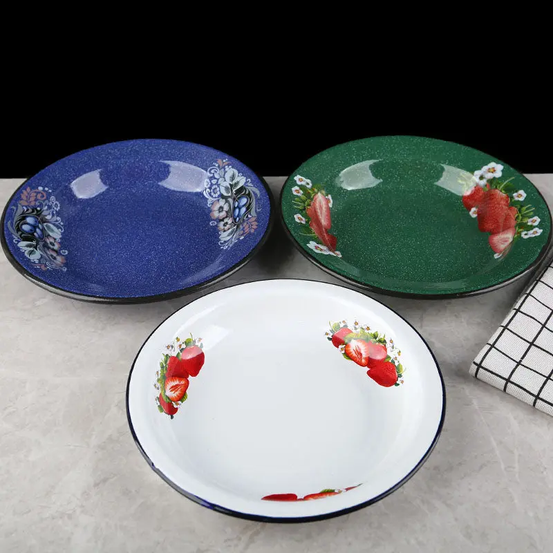 Agate-Style Enamel Dinner & Soup Plate – Vibrant Color Decor 1
