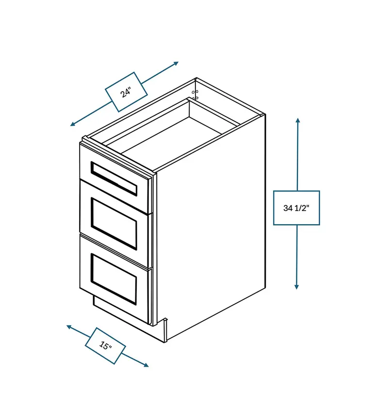Annapolis Blue Shaker 15-Inch 3-Drawer Base Cabinet 1
