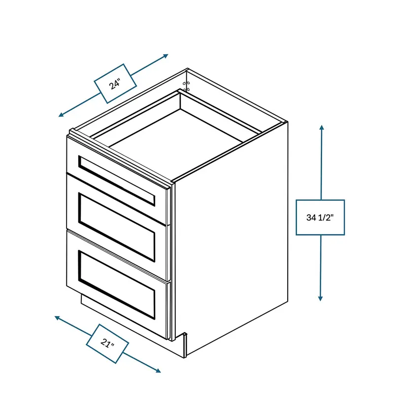 Annapolis Blue Shaker 3-Drawer Base Cabinet – 21 In. W 1