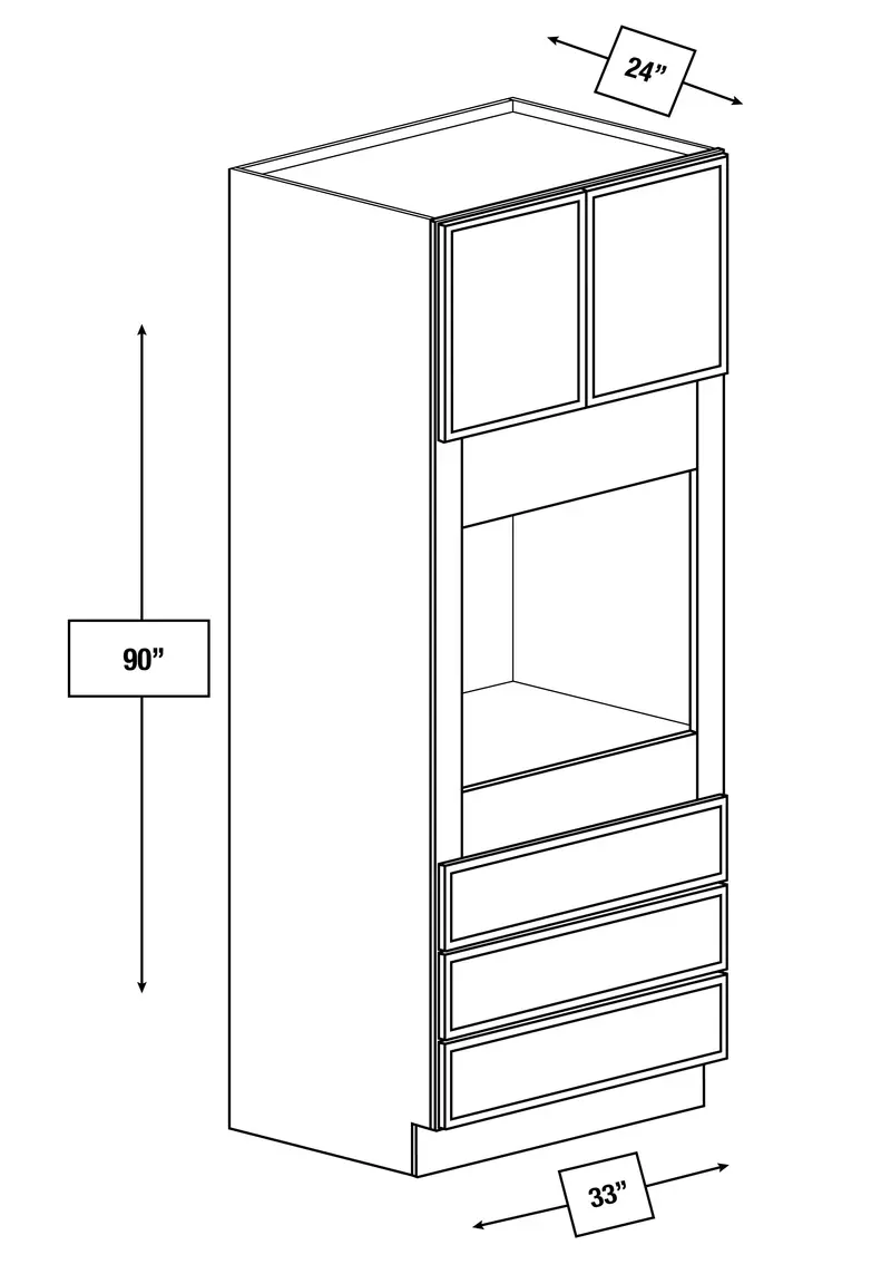 Arctic Mist 33 In. W X 24 In. D X 90 In. H Double Oven Base Cabinet 1
