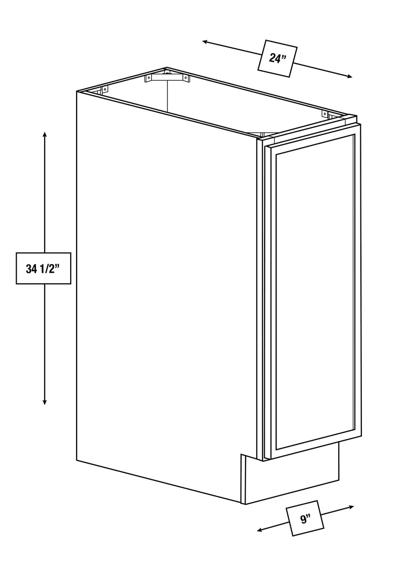 Arctic Mist Slim Shaker Full-Height Base Cabinet – 9" Wide 1
