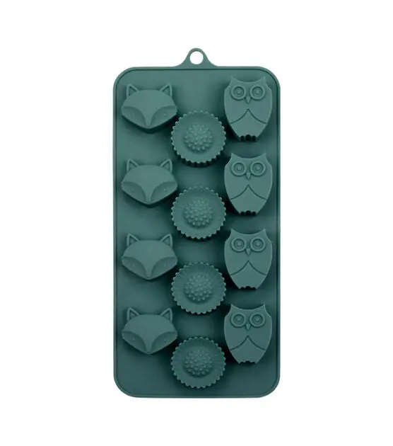 Autumn Animal & Florals Chocolate Mold – 12-Cavity Fox, Owl, And Sunflower Silicone Tray For Candies, Ice, Or Desserts 1