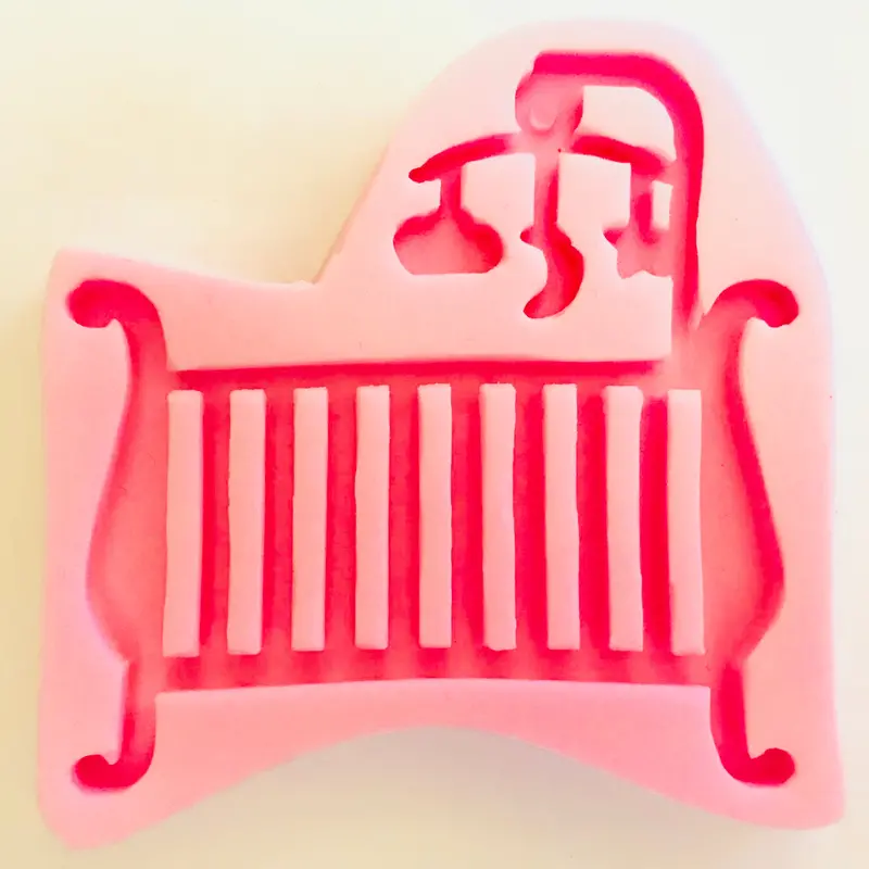 Baby Crib With Hanging Mobile Mold – Detailed Baby Shower Cake Decor 1
