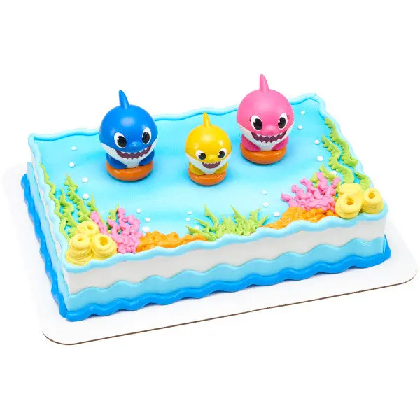 Baby Shark Family Cake Kit – Mom, Dad & Baby Shark Themed Dessert Decorations 1