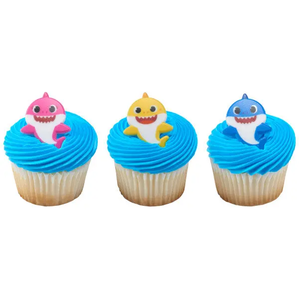 Baby Shark Family Cupcake Rings – 72-Piece Mommy, Daddy & Baby Set 1