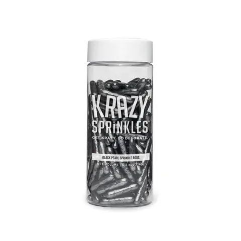 Bakell Krazy Sprinkles Black Pearl Rods – Edible Metallic Cake Decorating Sprinkles 1