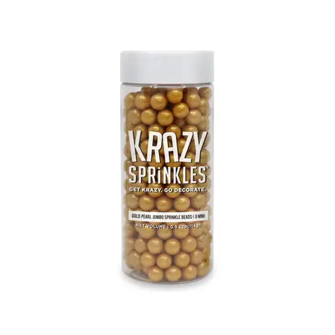Bakell Krazy Sprinkles Gold 8Mm Pearl Beads – Shimmering Edible Cake & Cupcake Toppers 1