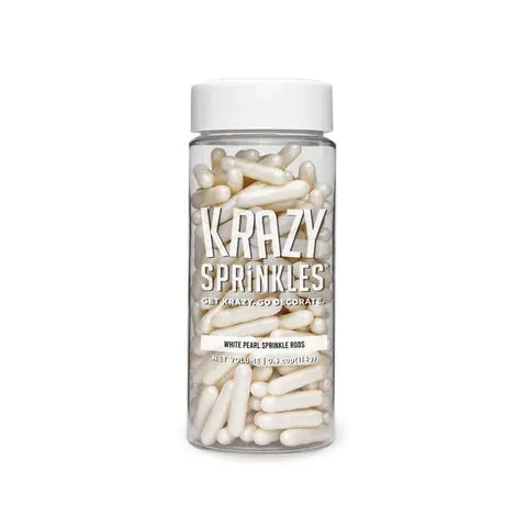 Bakell Krazy Sprinkles White Pearl Rods – Elegant Edible Cake & Dessert Accents 1
