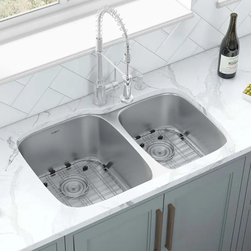 Balanced Dual Basin Sink – 32" × 21" 60/40 Left-Side Undermount 1