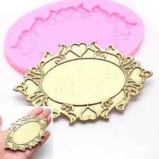 Baroque Oval Heart Mirror Frame Silicone Mould 1