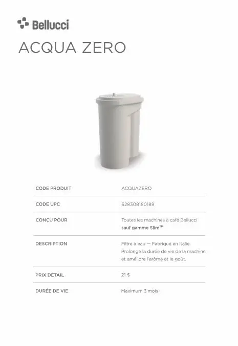 Bellucci Acquazero Water Filtration System For Espresso Machines 1