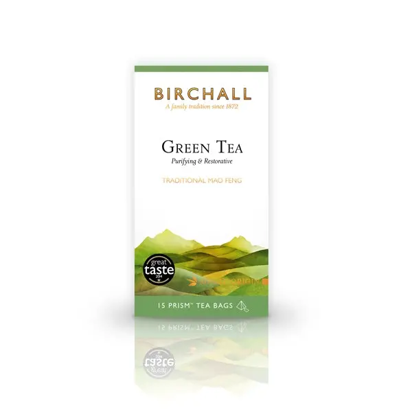 Birchall Pure Green Tea – 15 Prism Pyramid Tea Bags 1