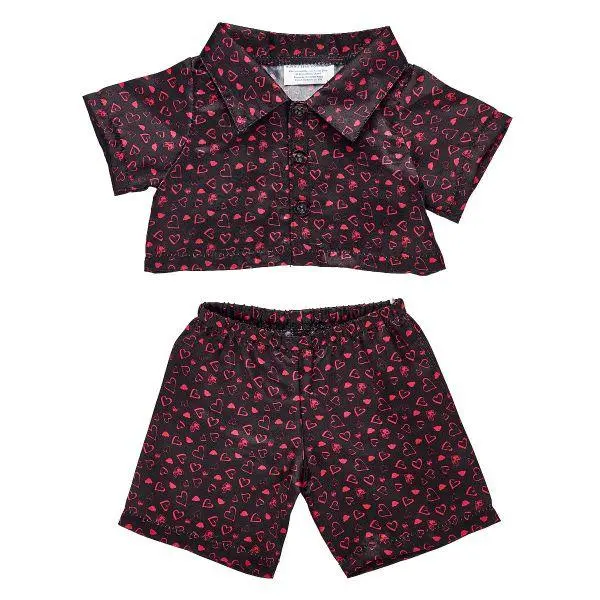 Black Heart-Print Satin Sleepwear Set 1