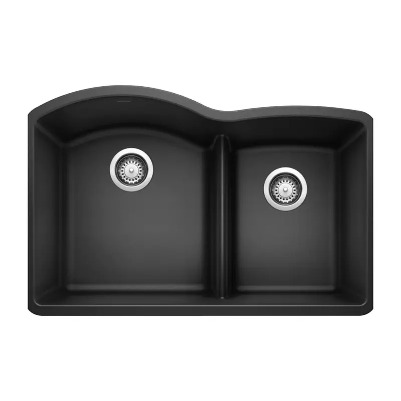 Blanco Diamond Low-Divide Silgranit Kitchen Sink – 1-3/4 Bowl Layout 1