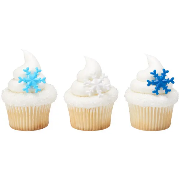 Blue Snowflake Cupcake Rings – 144-Piece Festive Decorating Accents 1