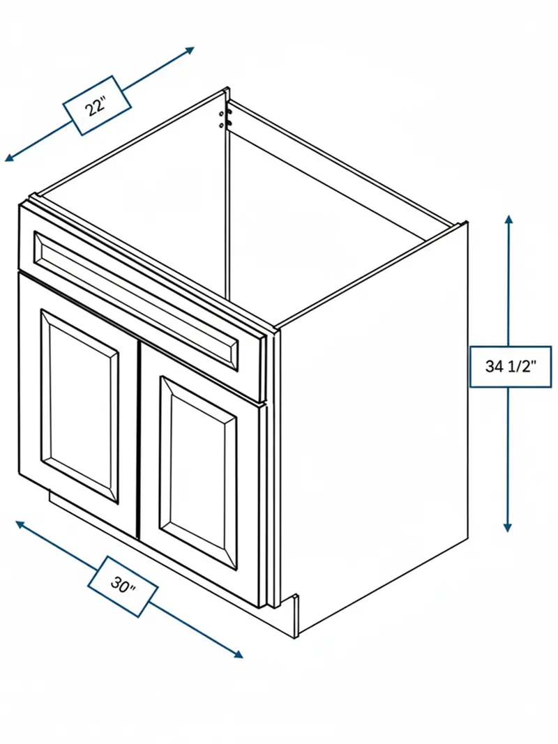 Broad Creek Blue Bevel Shaker 30-Inch Vanity Sink Base Cabinet 1