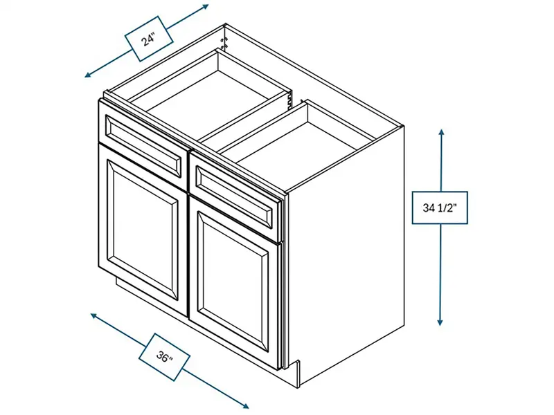 Broad Creek Blue Bevel Shaker 36 In. Standard Base Cabinet 1