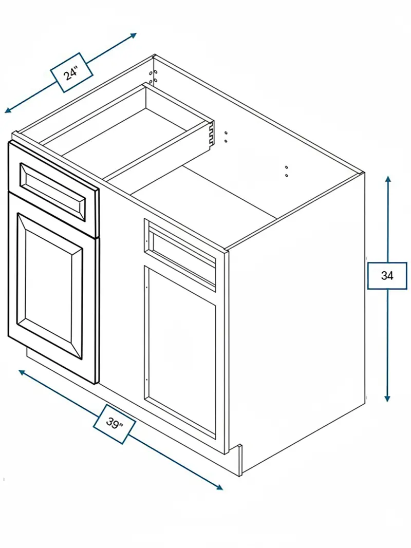 Broad Creek Blue Bevel Shaker Blind Base Cabinet – 42 In. W, 45 In. Min. Pull Required 1