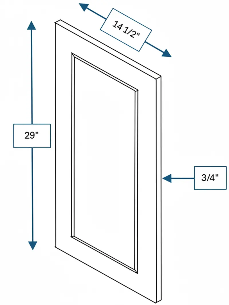 Broad Creek Blue Bevel Shaker Cabinet Door – 15" X 30" Clear Glass 1