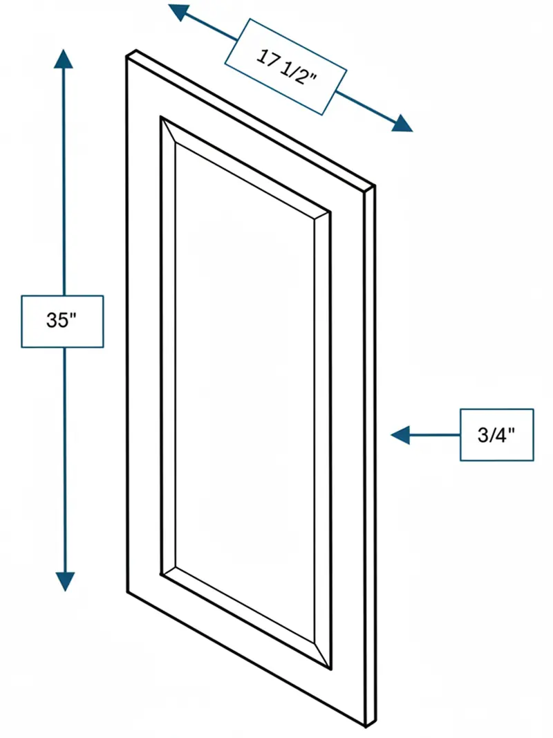 Broad Creek Blue Bevel Shaker Cabinet Door – 18" X 36" Clear Glass 1
