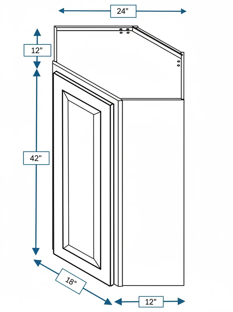Broad Creek Blue Bevel Shaker Diagonal Corner Wall Cabinet – 24-In W X 12-In D X 42-In H 1