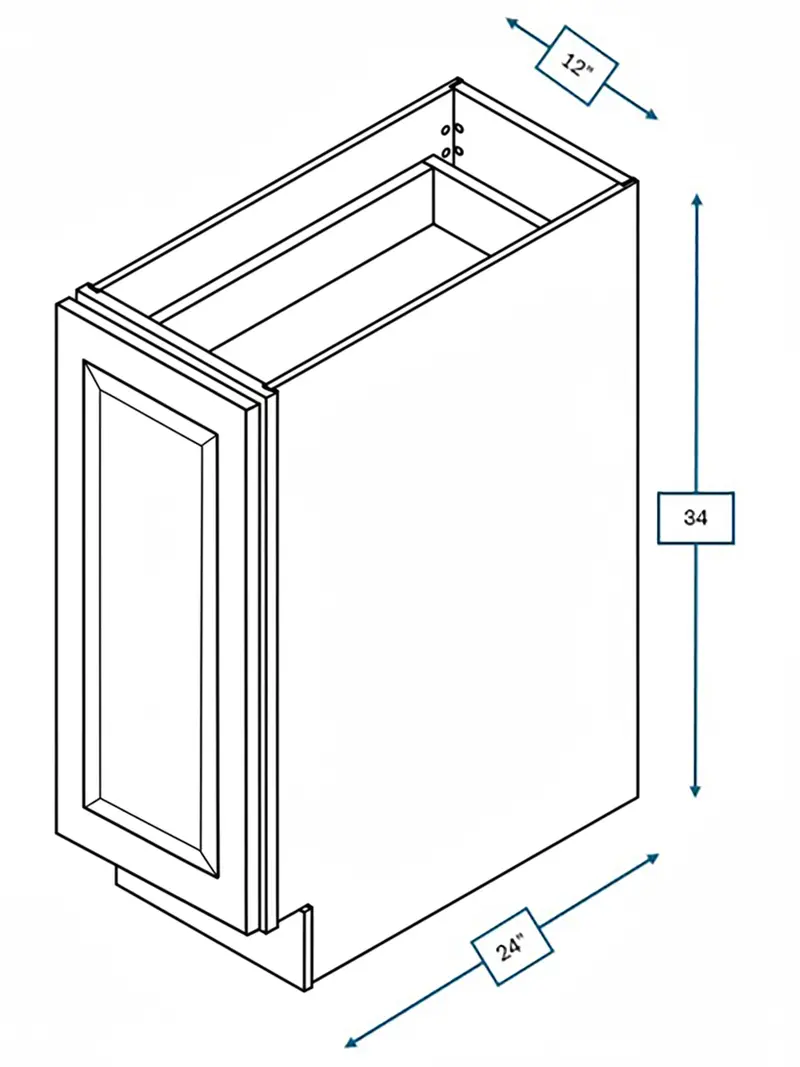 Broad Creek Blue Bevel Shaker Full-Height Base Cabinet – 12 In. W 1