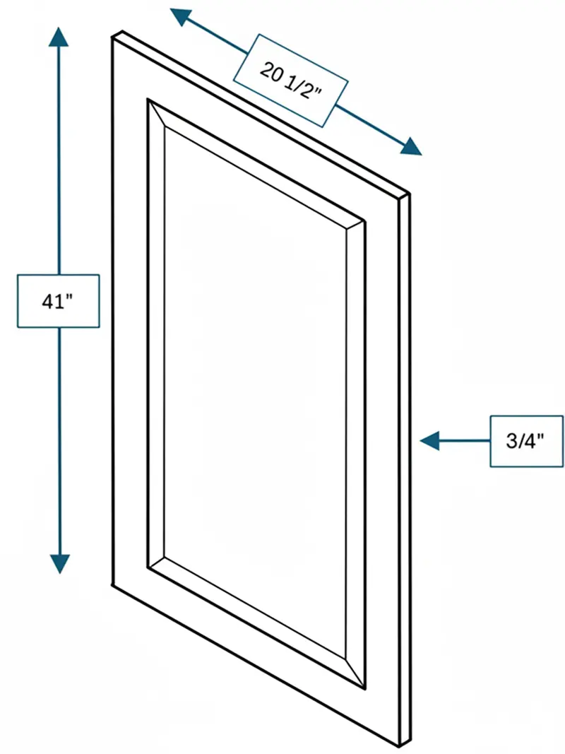 Broad Creek Blue Bevel Shaker Glass-Front Wall Cabinet – 21 In. W × 42 In. H 1
