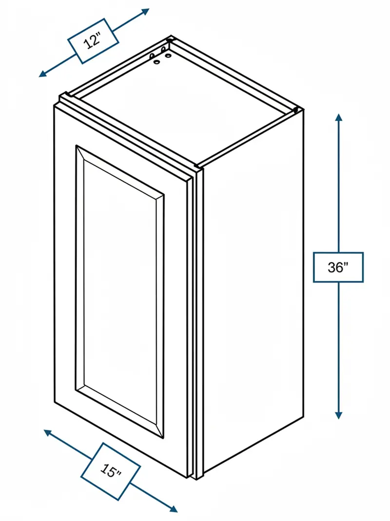 Broad Creek Blue Bevel Shaker Wall Cabinet – 15 In. W X 36 In. H 1