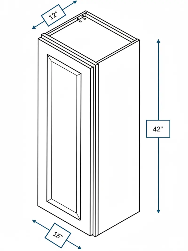 Broad Creek Blue Bevel Shaker Wall Cabinet – 15 In. W X 42 In. H 1