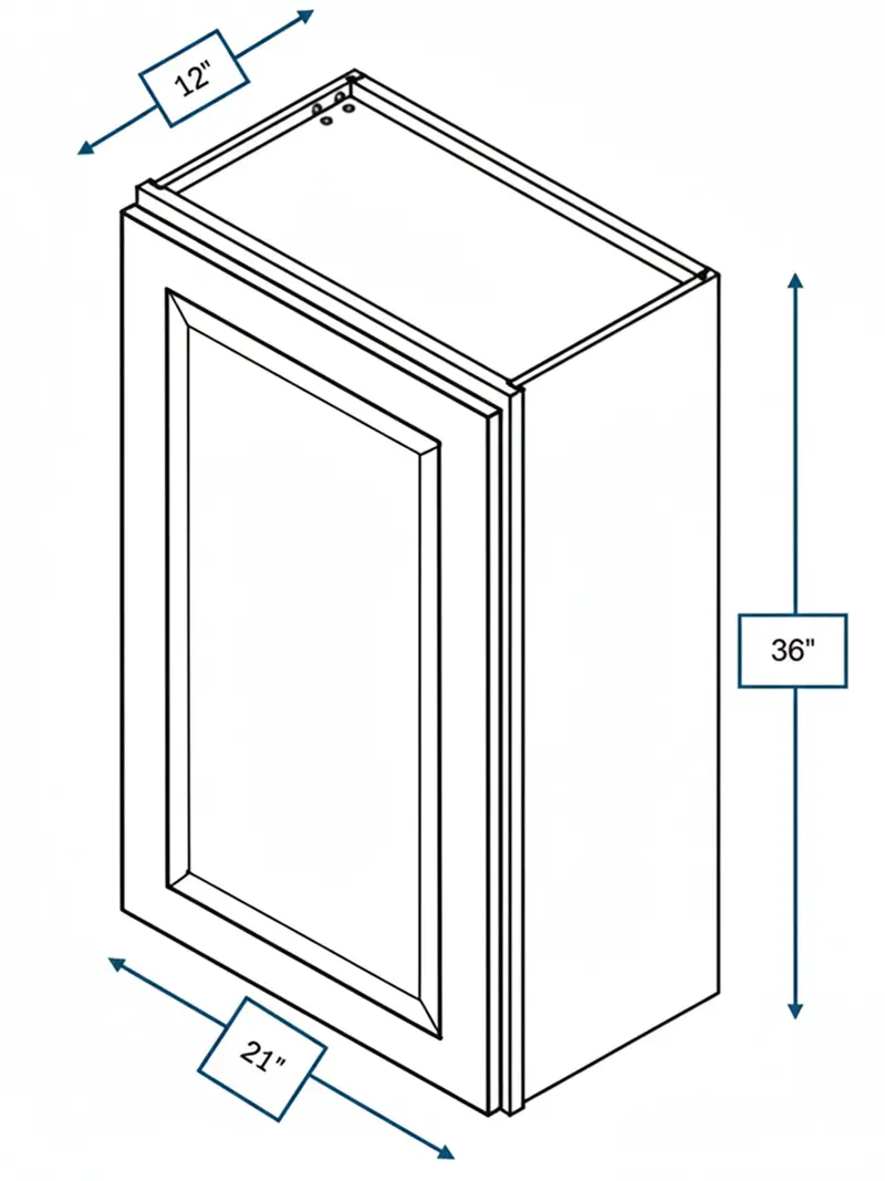 Broad Creek Blue Bevel Shaker Wall Cabinet – 21 In. W X 36 In. H 1