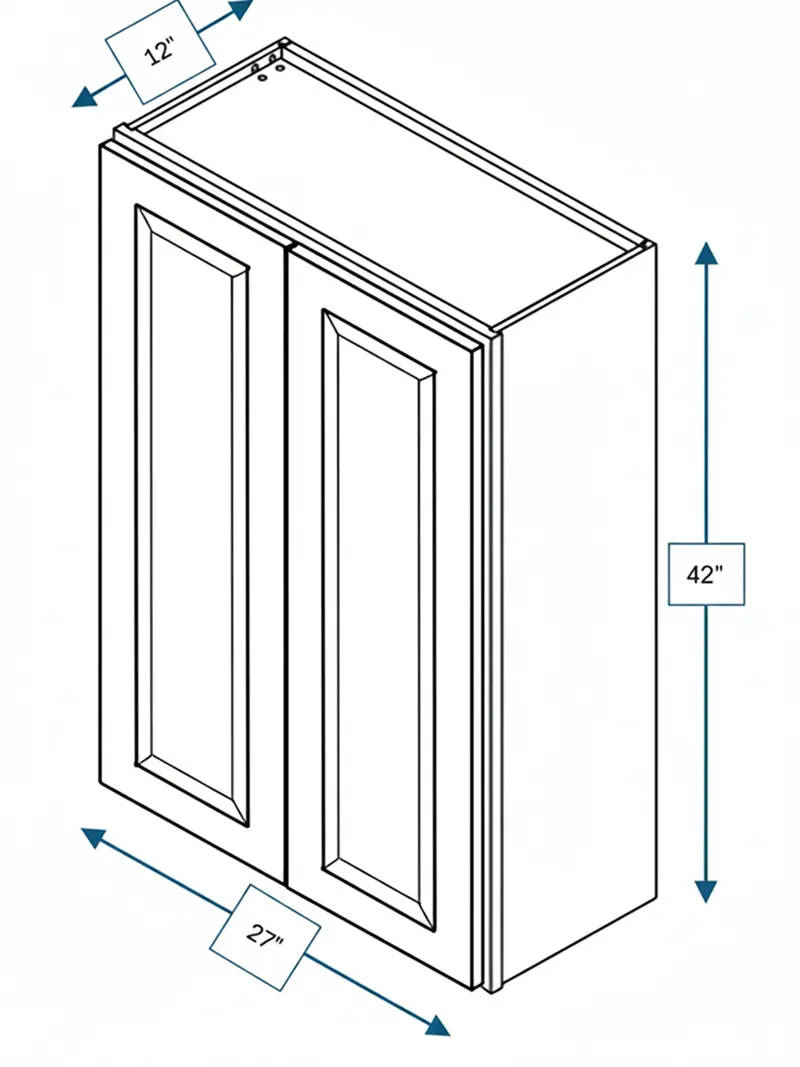 Broad Creek Blue Bevel Shaker Wall Cabinet – 27" W × 42" H 1