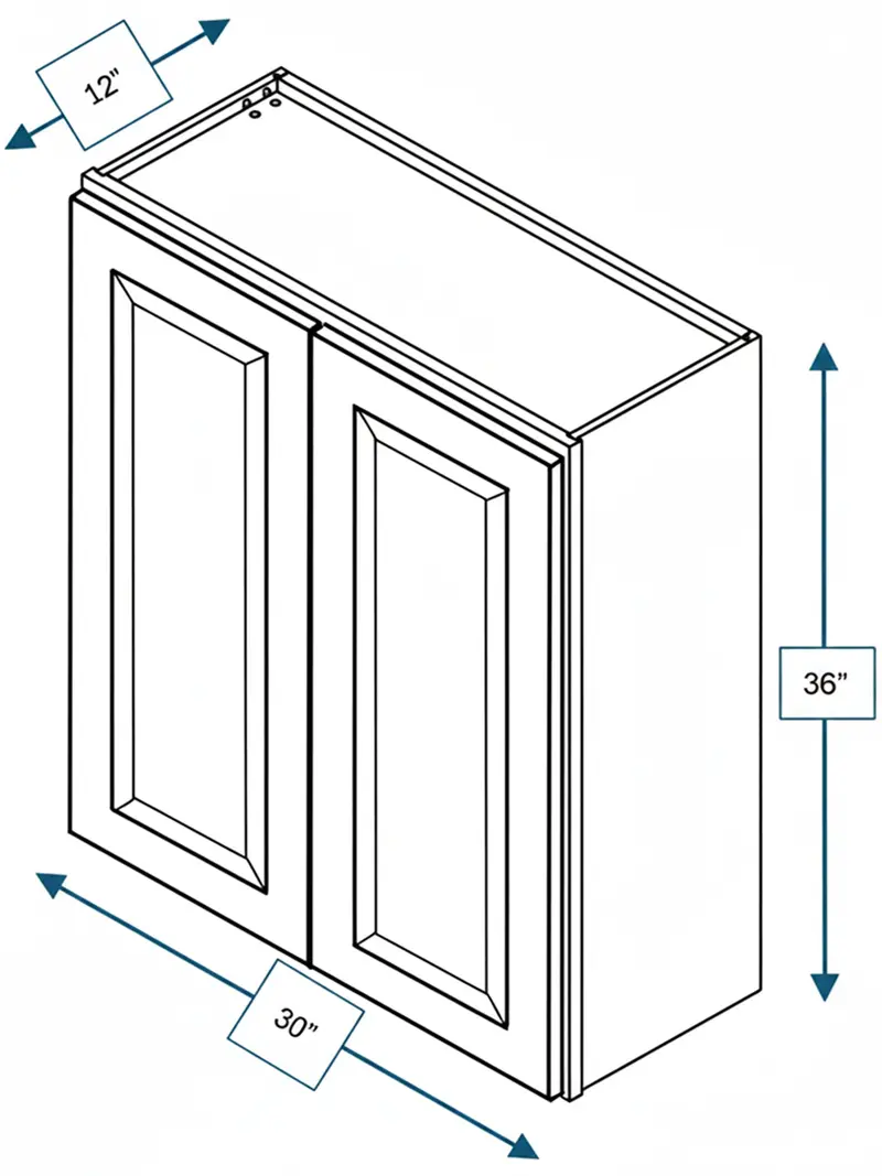 Broad Creek Blue Bevel Shaker Wall Cabinet – 30" W × 36" H 1
