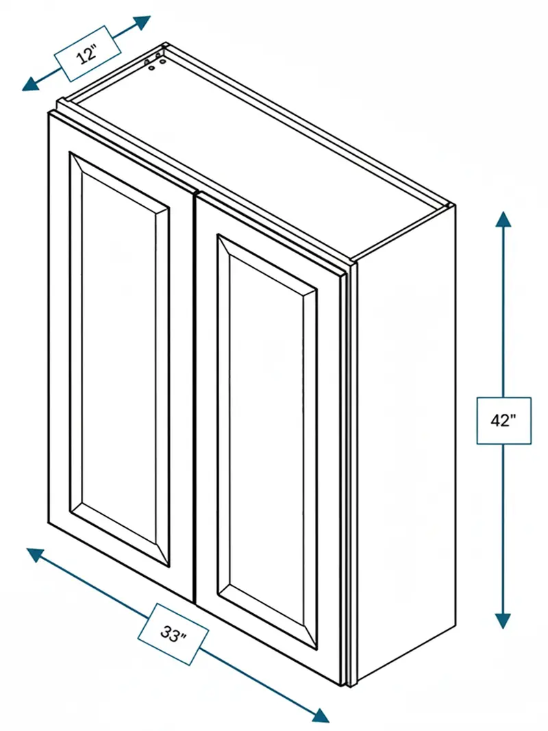Broad Creek Blue Bevel Shaker Wall Cabinet – 33 In. W X 42 In. H 1
