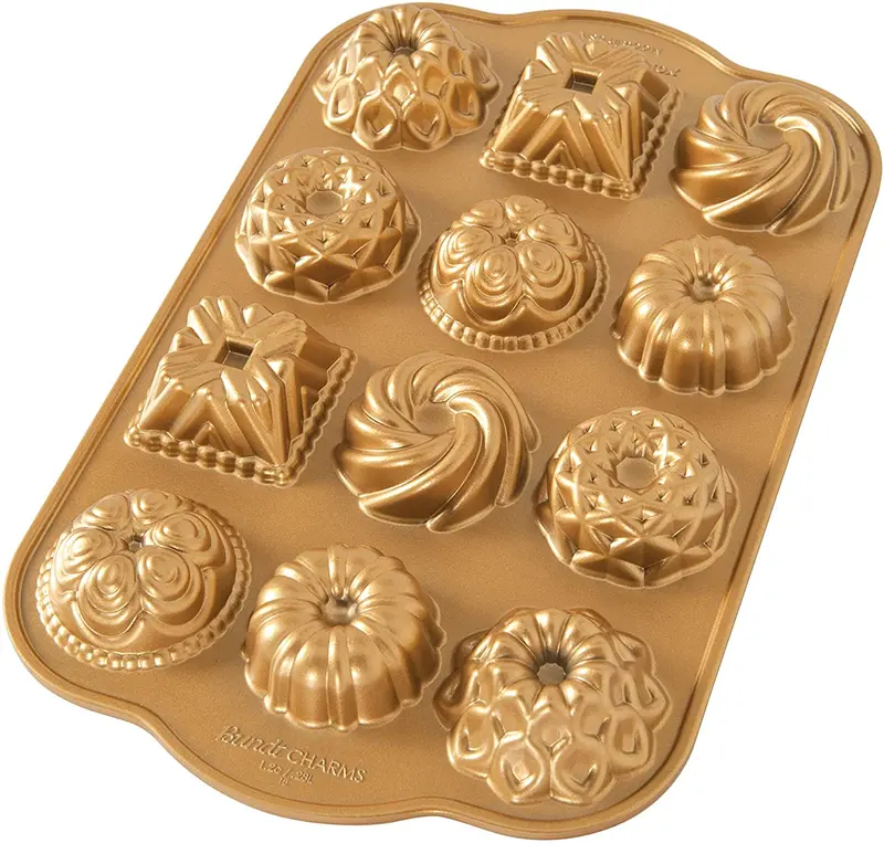 Bundt Charms Cake Pan – Nordic Ware Nonstick Cast Aluminum Mini Bundt Mold 1