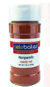 Celebakes Rowdy Red Nonpareils – Bold Red Ball Sprinkles For Festive Baking 1