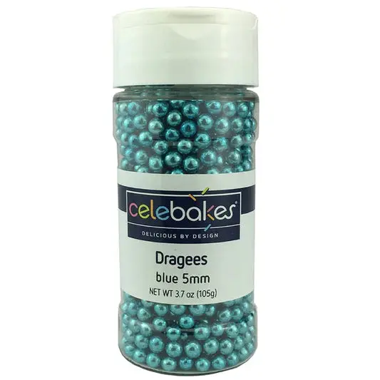 Celebakes Royal Blue Dragees – 3.7 Oz Edible Pearlized Sprinkles 1