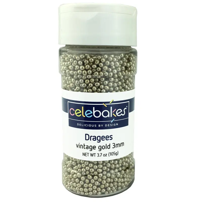 Celebakes Vintage Gold Dragees – 3.7 Oz Antique-Style Cake Sprinkles 1