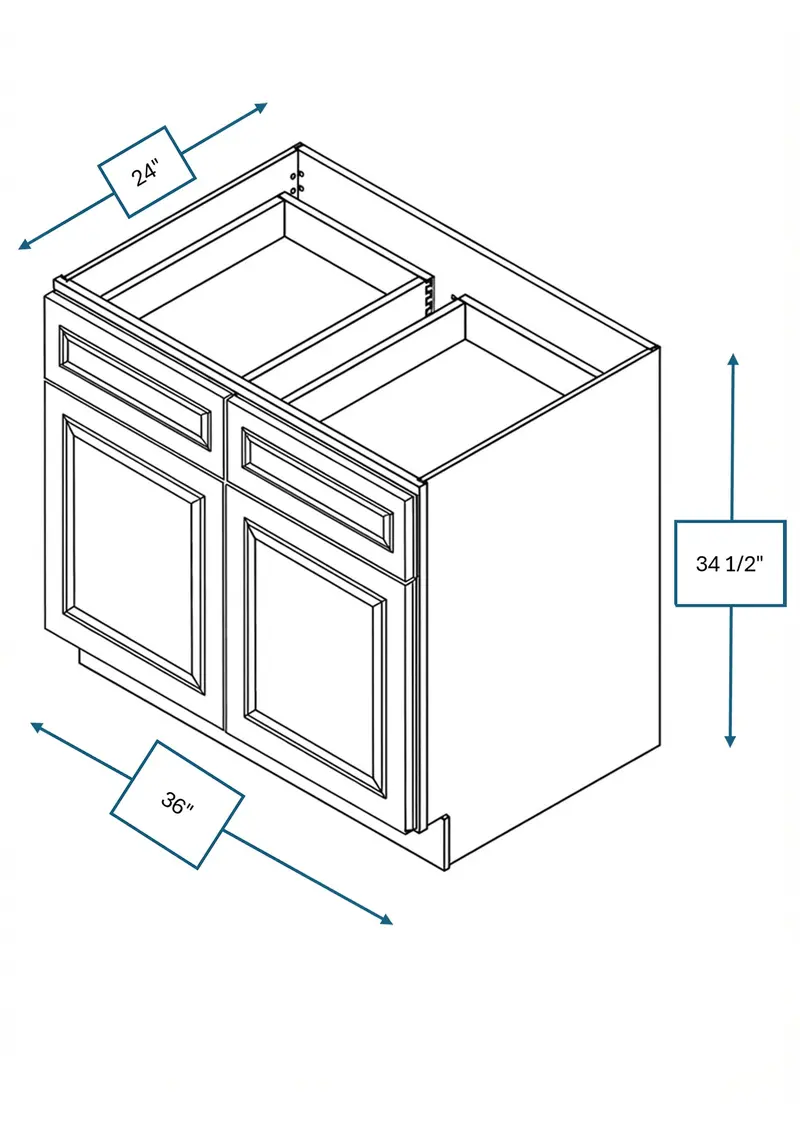Chalet White 36" Raised Panel Base Cabinet 1