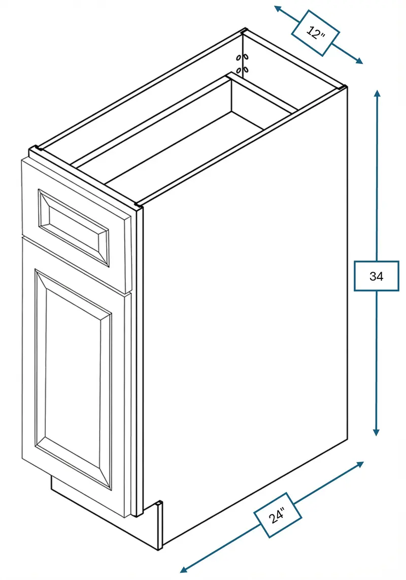 Chalet White Raised Panel Base Cabinet – 12 In. W 1