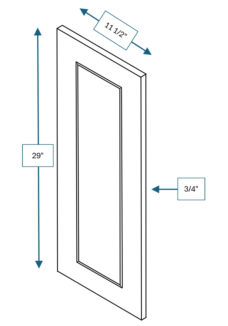 Chalet White Raised Panel Glass Cabinet Door – 12" W × 30" H 1