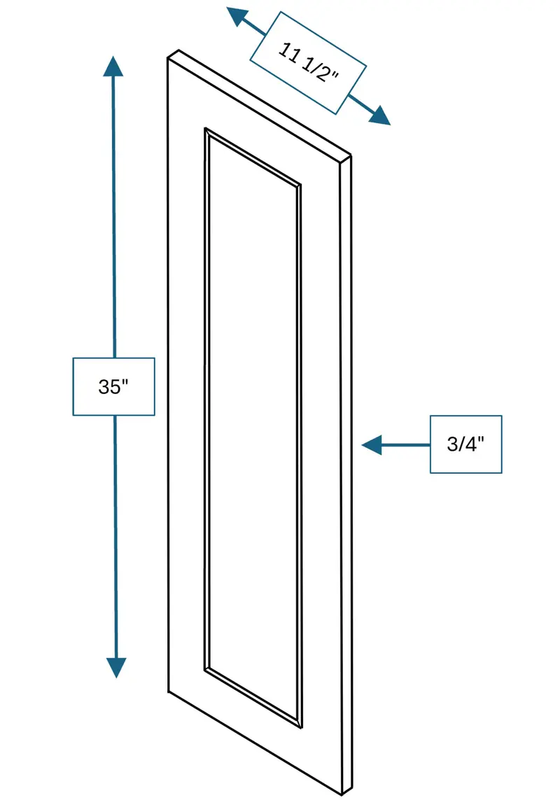 Chalet White Raised Panel Glass Cabinet Door – 12" W × 36" H 1