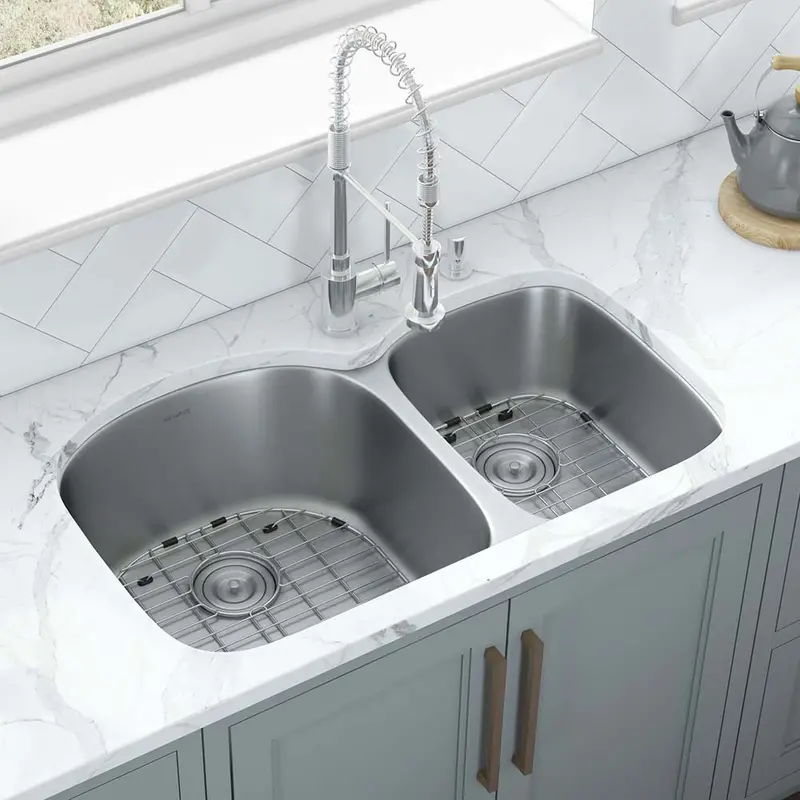 Classic Asymmetrical Double Basin – 34" × 21" 70/30 Left-Side Configuration 1
