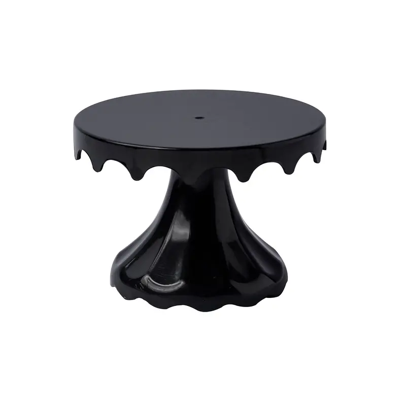 Compact Black Round Cake Stand – Sleek Plastic Display Base For Desserts And Party Presentations 1