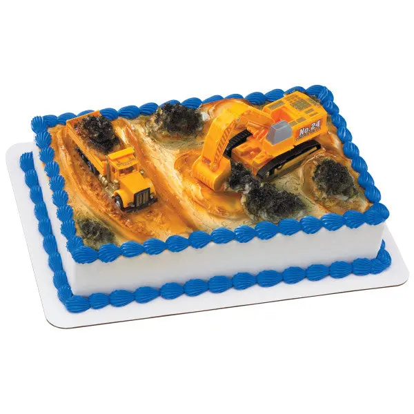 Construction-Themed Cake Kit – Excavator, Dump Truck & Dig Site Decorations 1