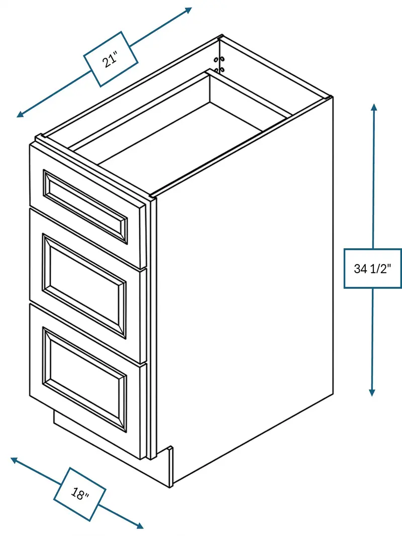 Cotswold Linen 18" Drawer-Style Vanity Base Cabinet – 21" Depth, 34.5" Height 1