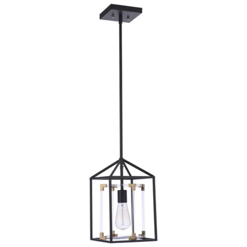 Craftmade Aaron 1-Light 8" Mini Pendant In Flat Black & Satin Brass 1