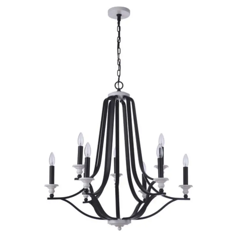 Craftmade Esme 9-Light 31-Inch Flat Black & Matte White Chandelier 1