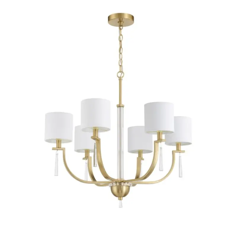 Craftmade Fortuna 6-Light Chandelier – Satin Brass, Medium-Scale Statement Light 1
