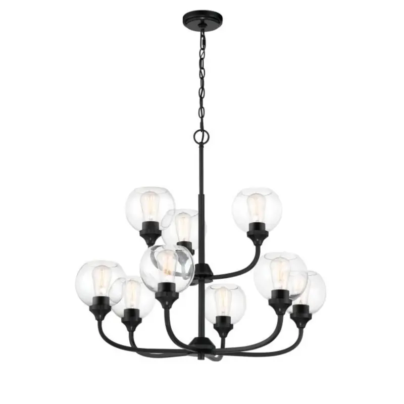 Craftmade Glenda 9-Light Flat Black Chandelier – Modern Drum Style 1