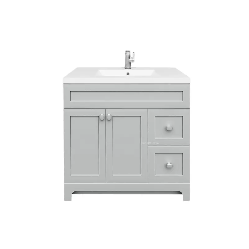 Cutler Daisy 36-Inch Freestanding Bathroom Vanity With Modern Shaker Doors & Cultured Marble Top 1